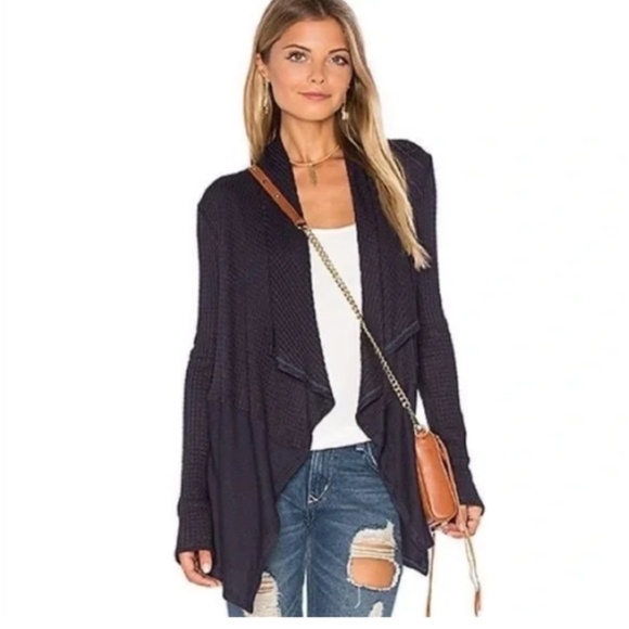 Velvet by Graham & Spencer Flowy Cardigan Navy Blue Lightweight Comfortable Fall - Picture 1 of 9